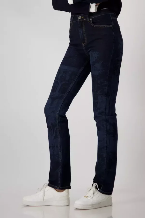 Pantalon Jean  Long Taille Moyenne Cinq Poches Imprimé Droit – Image 2