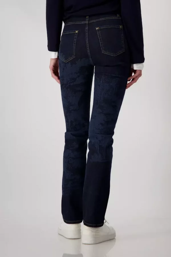 Pantalon Jean  Long Taille Moyenne Cinq Poches Imprimé Droit – Image 3