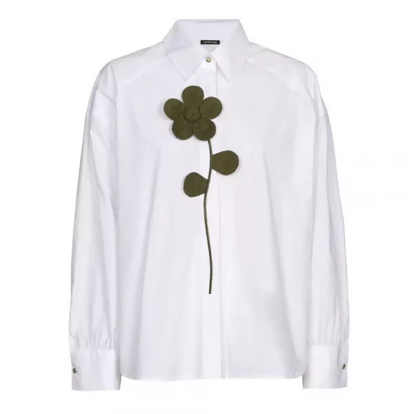 Chemise Manches Longues Fleur Placée Dos Long Oversized – Image 3