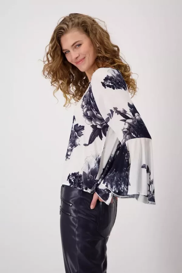 Blouse Col Rond Manches Longues Avec Volants Imprimée – Image 2