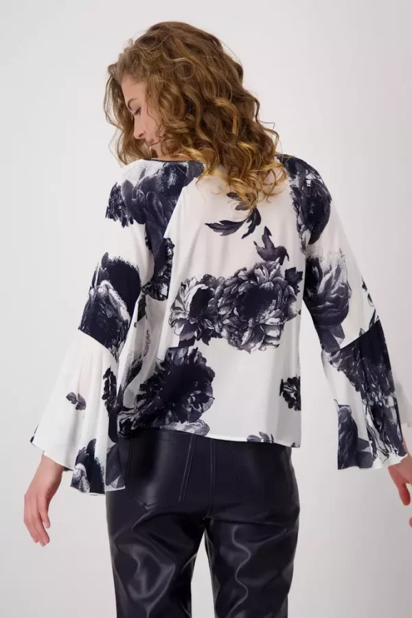 Blouse Col Rond Manches Longues Avec Volants Imprimée – Image 3