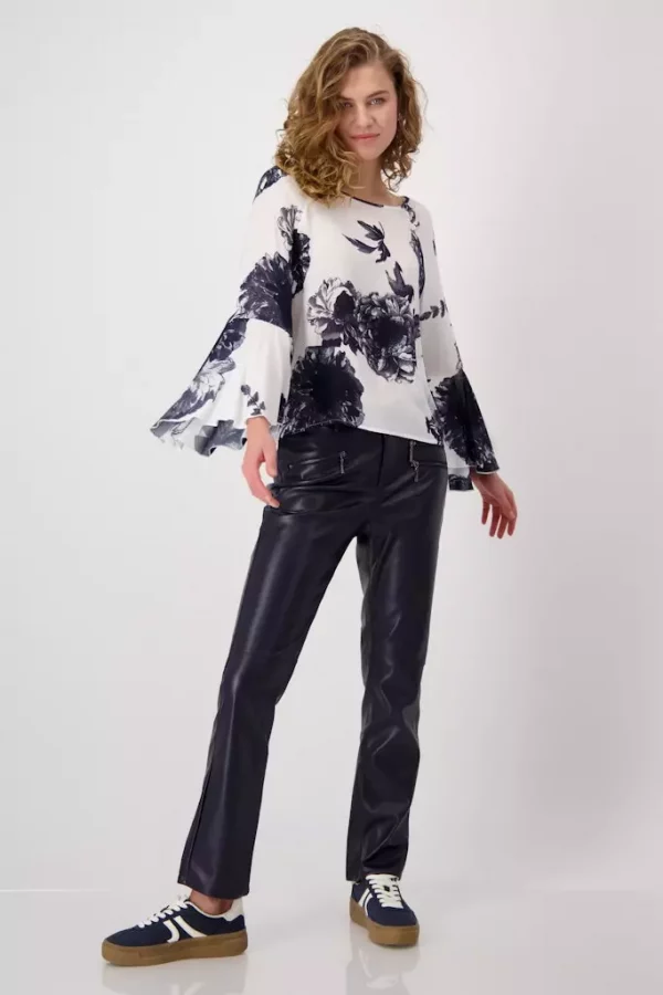 Blouse Col Rond Manches Longues Avec Volants Imprimée – Image 5