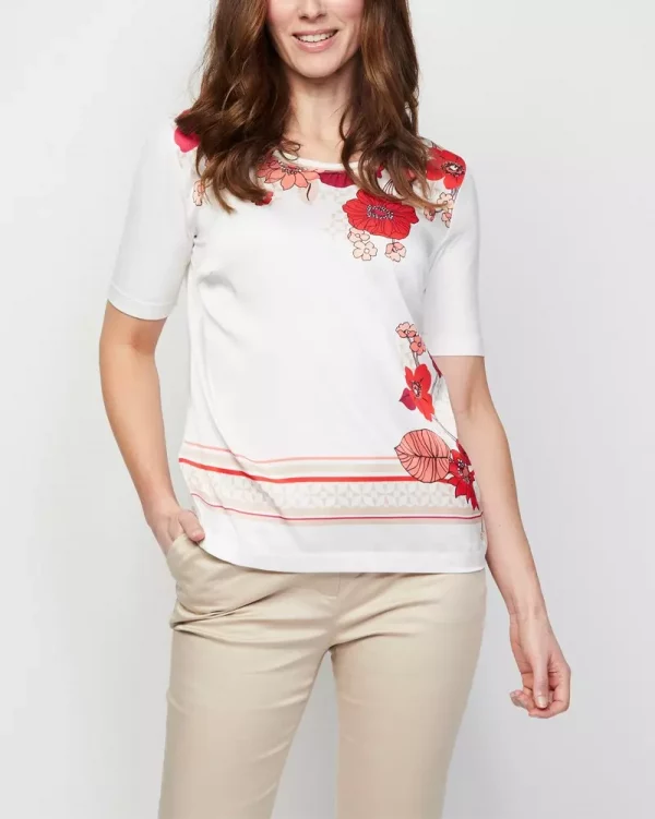 Tee shirt col rond manches courtes motif placé