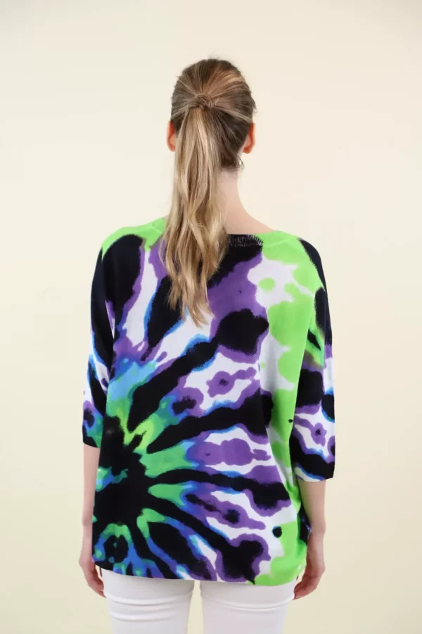 Pull Col Rond Manches Coudes Imprimé Tie And Dye Oversized – Image 2