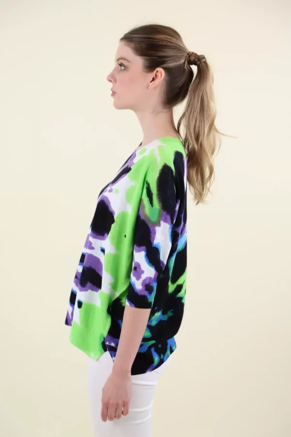 Pull Col Rond Manches Coudes Imprimé Tie And Dye Oversized – Image 3