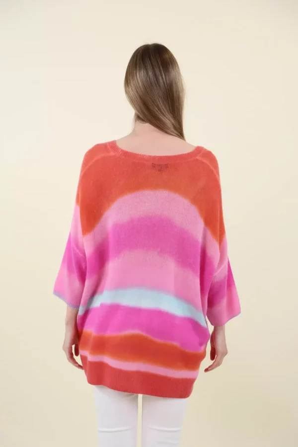 Pull Col V Manches Coudes Imprimé Tie And Dye – Image 2