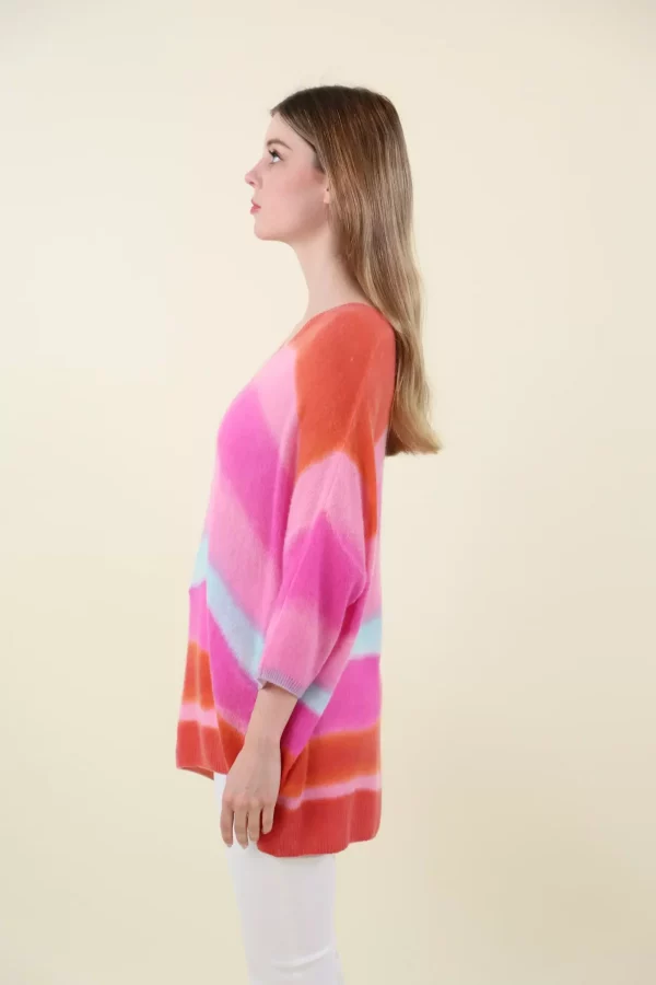 Pull Col V Manches Coudes Imprimé Tie And Dye – Image 3