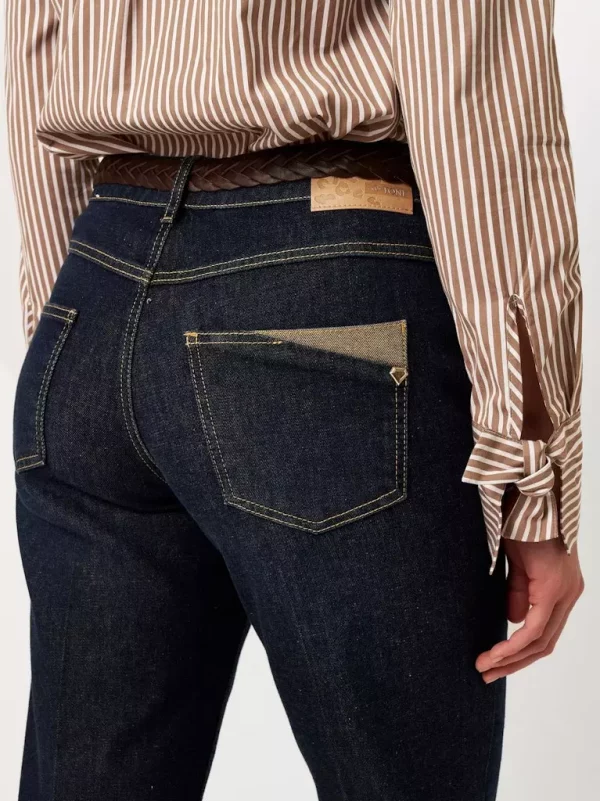 Pantalon Sept-huitième Taille Moyenne Cinq Poches Bas Rever Brut Droit – Image 4