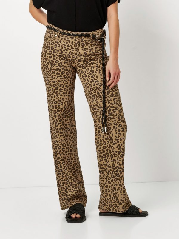 Pantalon Long Taille Moyenne Cinq Poches Imprimé Leopard – Image 2