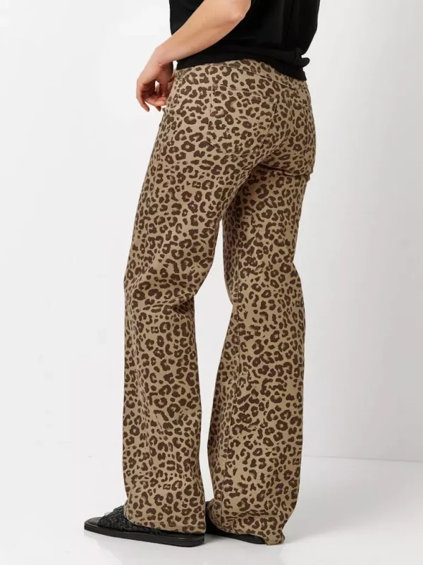 Pantalon Long Taille Moyenne Cinq Poches Imprimé Leopard – Image 4