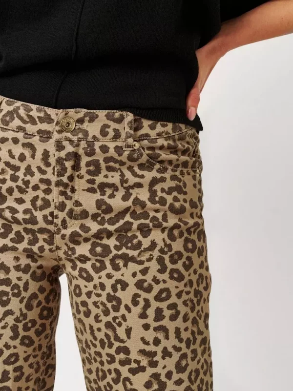 Pantalon Long Taille Moyenne Cinq Poches Imprimé Leopard – Image 5