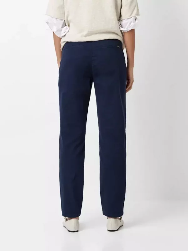 Pantalon Sept-huitième Taille Moyenne élastique Droitquatre Poches Chino Uni – Image 2