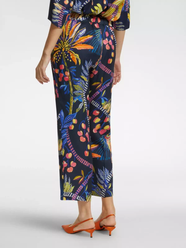 Pantalon Sept-huitième Taille élastique Dos Fluide Imprimé – Image 2