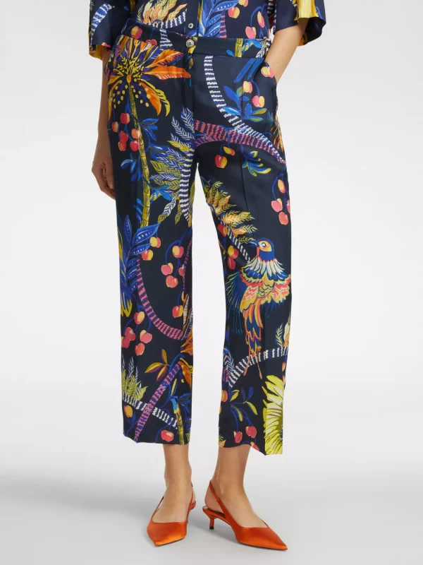 Pantalon Sept-huitième Taille élastique Dos Fluide Imprimé – Image 3