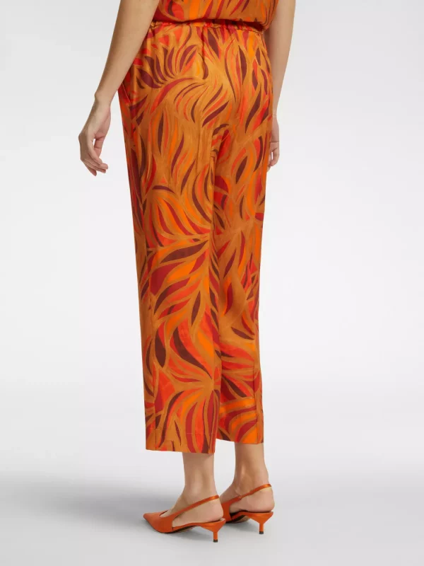 Pantalon Sept-huitième Taille élastique Dos Fluide Imprimé – Image 6