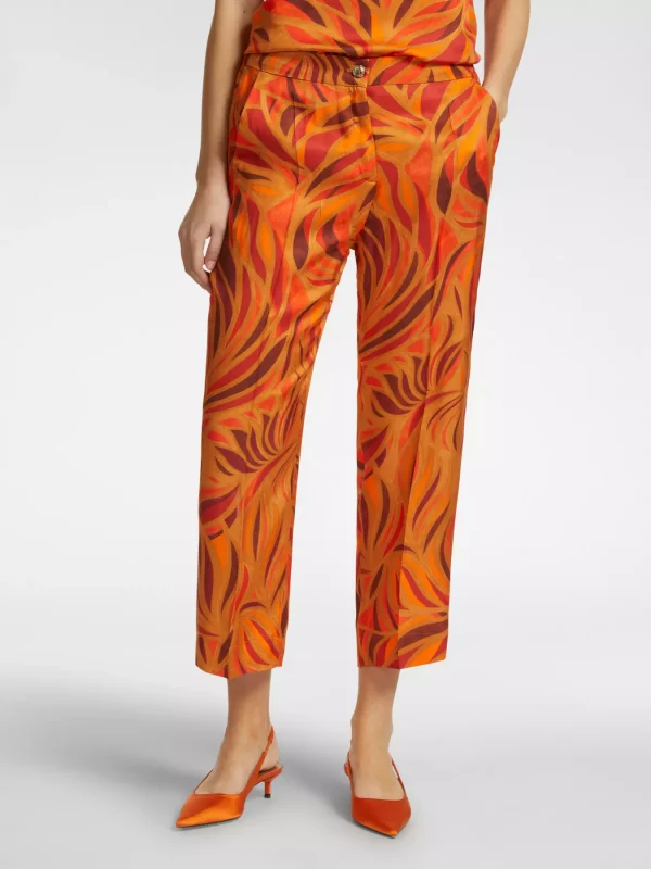 Pantalon Sept-huitième Taille élastique Dos Fluide Imprimé – Image 7
