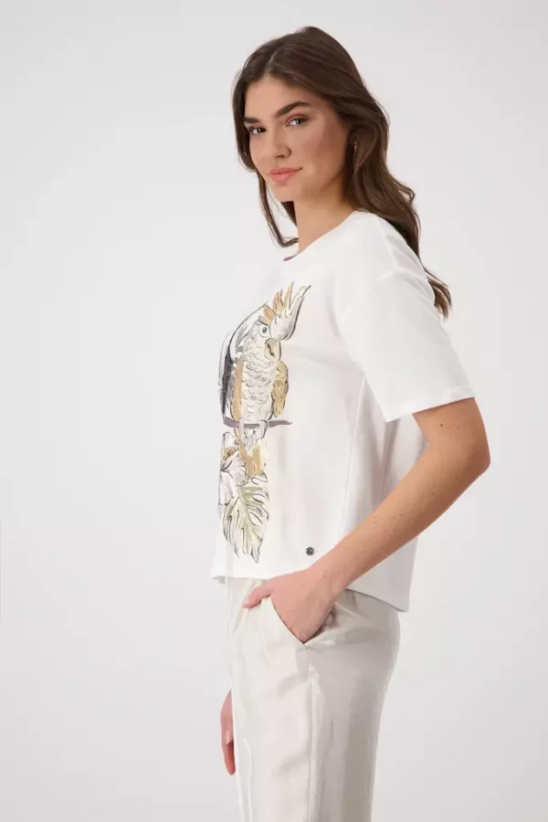Tee Shirt Col Rond Manches Coudes Motif Placé Sequins Et Strass – Image 2