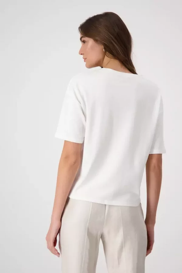 Tee Shirt Col Rond Manches Coudes Motif Placé Sequins Et Strass – Image 3