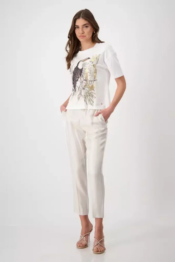 Tee Shirt Col Rond Manches Coudes Motif Placé Sequins Et Strass – Image 5