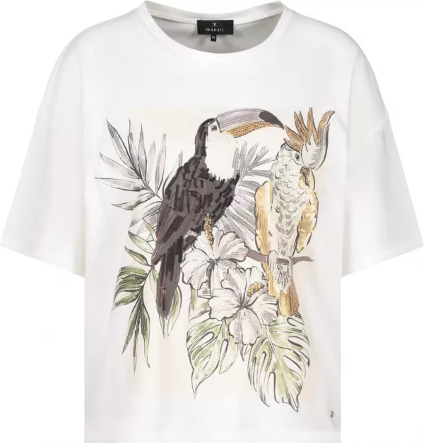Tee Shirt Col Rond Manches Coudes Motif Placé Sequins Et Strass – Image 6