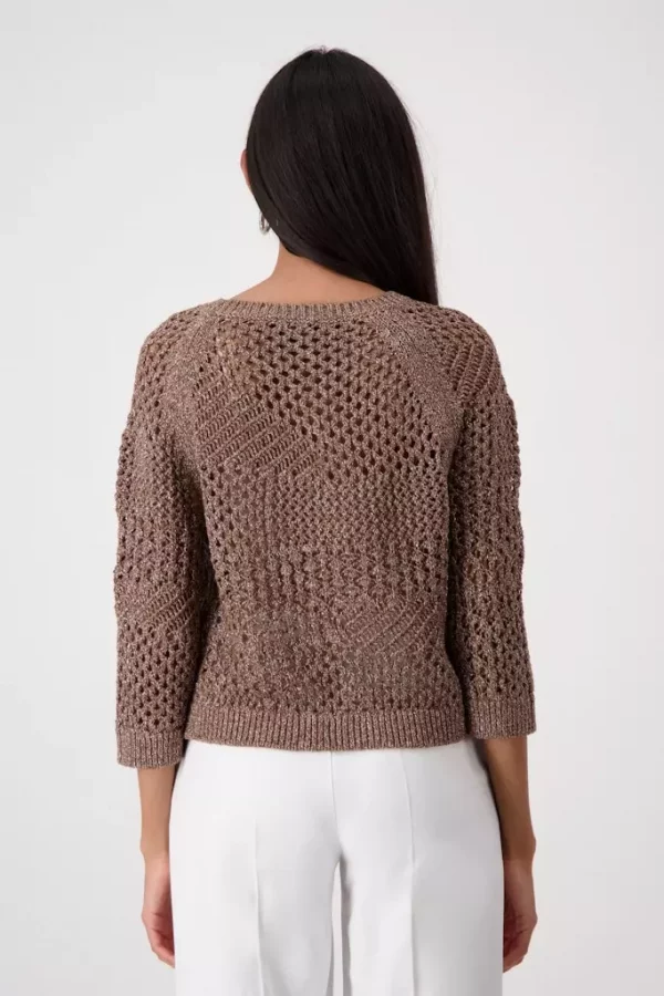 Pull Col Rond Manches Trois-quarts Ajouré Lurex – Image 3