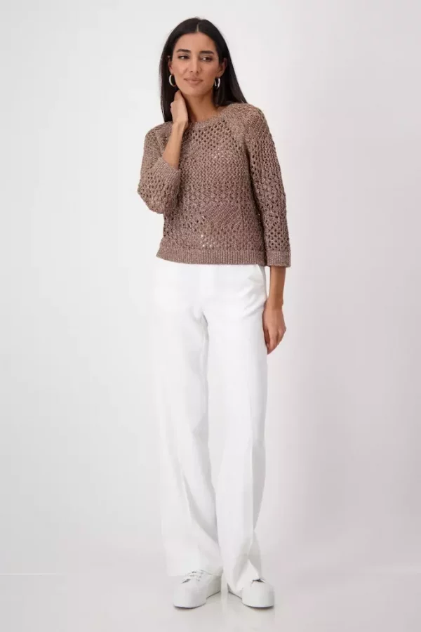 Pull Col Rond Manches Trois-quarts Ajouré Lurex – Image 5