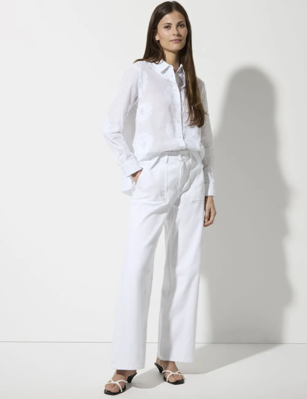 Chemise Manches Longues Fleurs Brodées Unie – Image 2