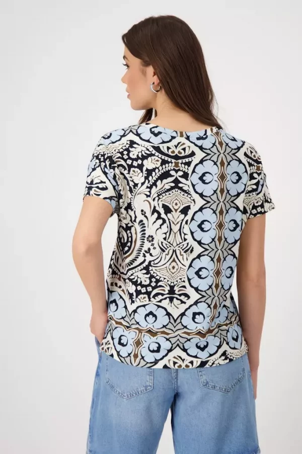 Tee Shirt Col Rond Manches Courtes Droit Imprimé – Image 3