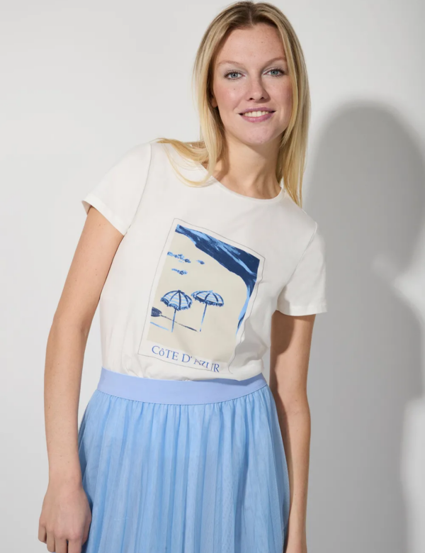 Tee Shirt Col Rond Manches Courtes Motif Placé
