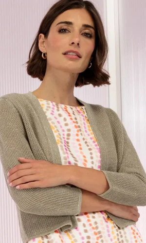 Gilet Manches Longues Boutonné Bord à Bord Lurex Uni