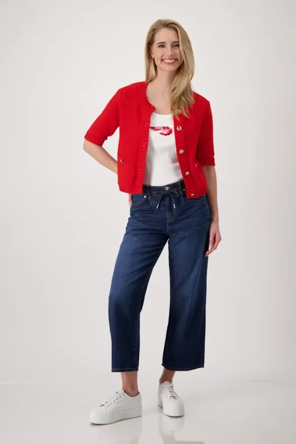 Gilet Col Rond Manches Coudes Deux Poches Boutonné Uni – Image 5