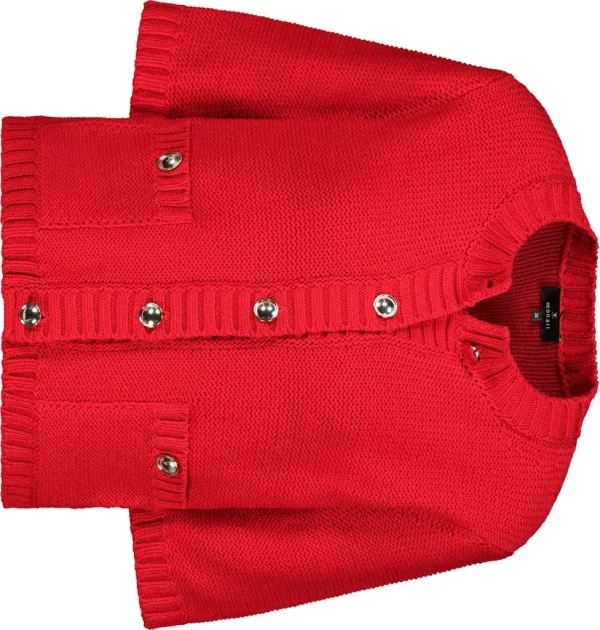 Gilet Col Rond Manches Coudes Deux Poches Boutonné Uni – Image 6