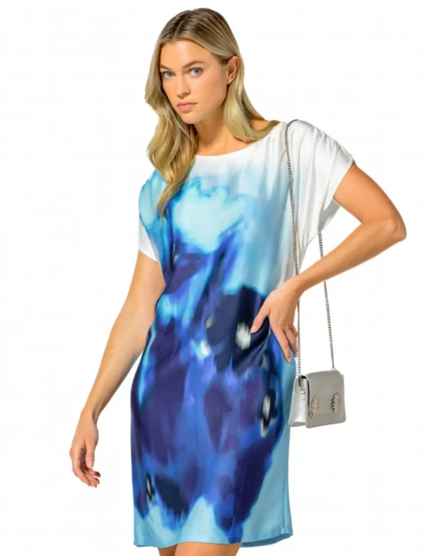 Robe Longue Col Rond Manches Courtes Fluide Imprimé – Image 2
