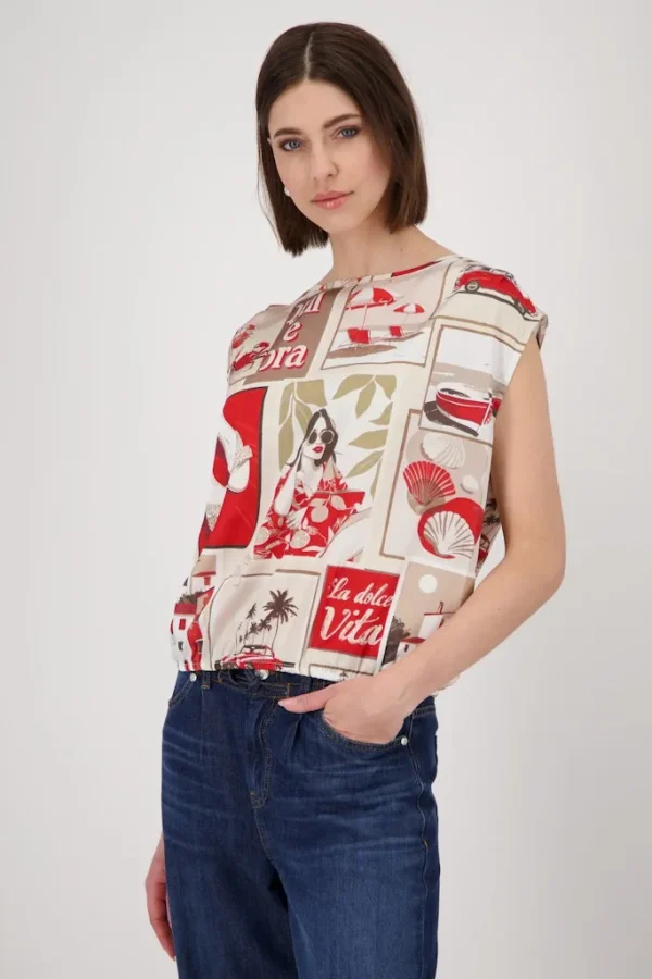 Blouse Col Rond Sans Manches All Over Imprimé – Image 2