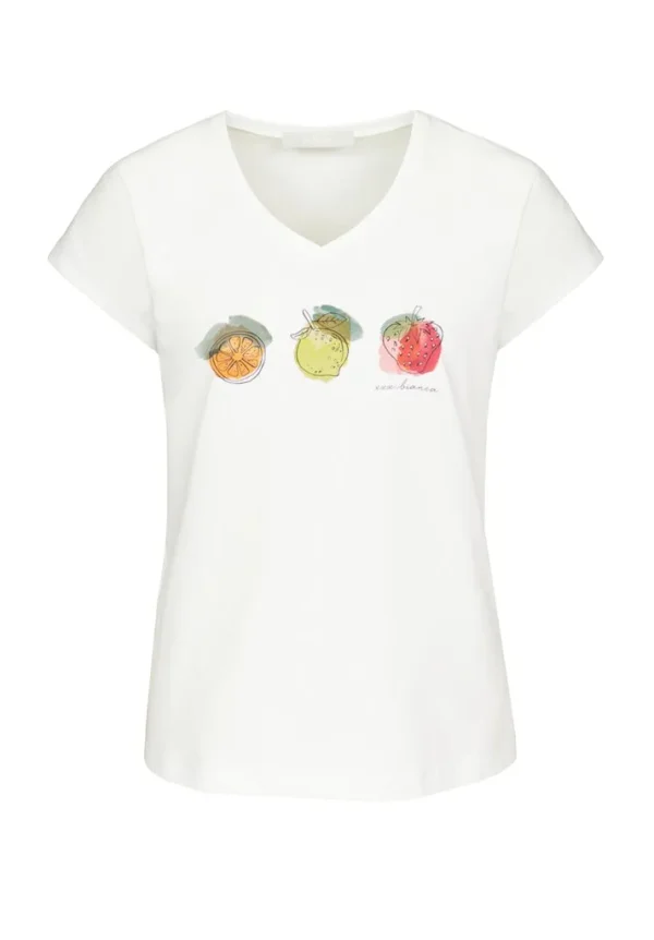 Tee Shirt Col V Manches Courtes Motif Placé – Image 4