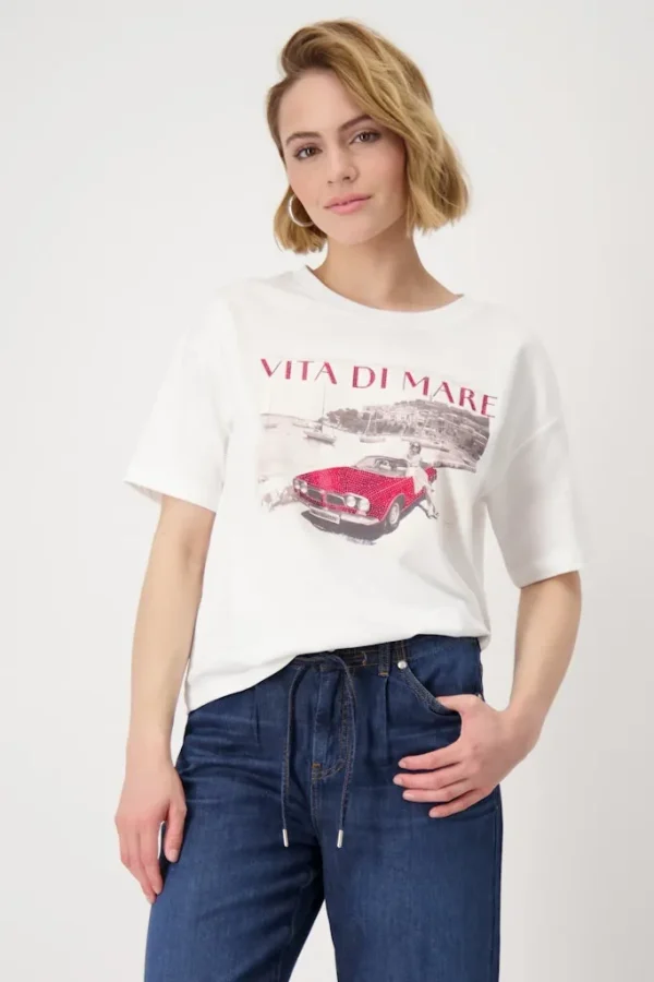 Tee Shirt Col Rond Manches Courtes Motif Placé
