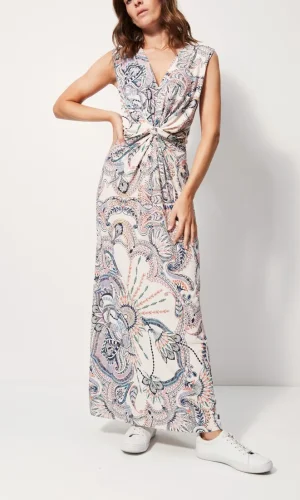 Robe longue col v sans manches imprimé forestier