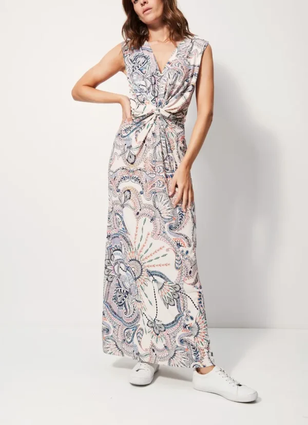 Robe longue col v sans manches imprimé forestier