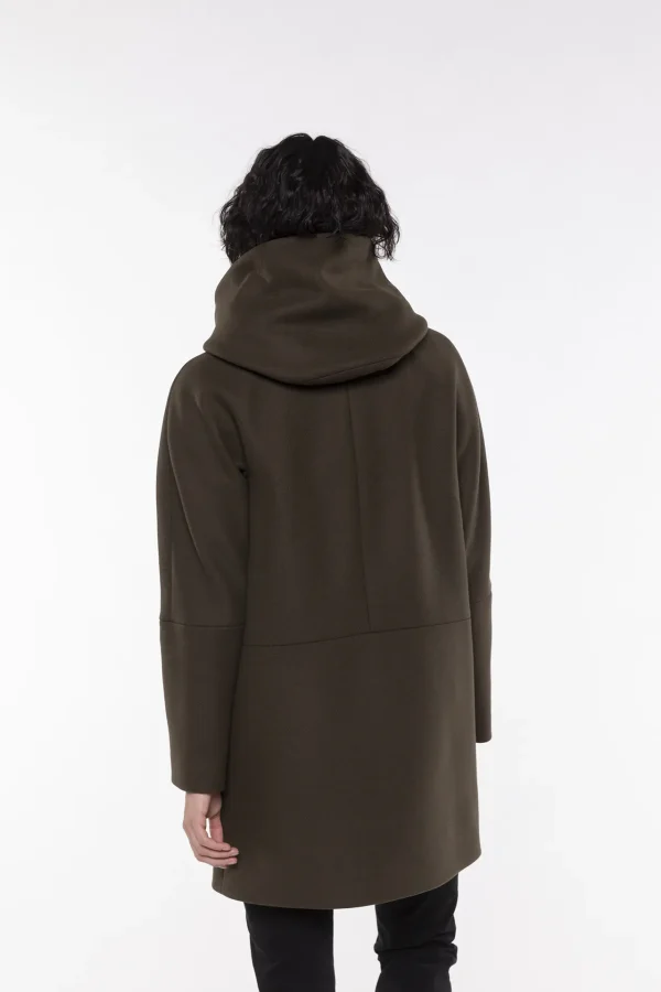 Manteau Mi-long à Capuche Manches Longues Quatre Poches Zippé Pressions Imprimé – Image 3