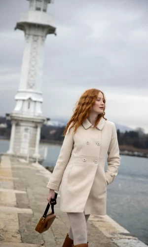 Manteau Mi-long Sans Capuche Manches Longues Deux Poches Boutonnées Cintré Uni