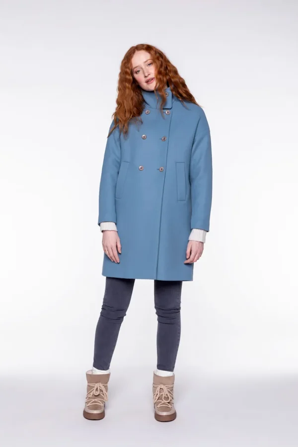 Manteau Mi-long Sans Capuche Col Mao Montant Manches Longues Deux Poches Françaises – Image 2