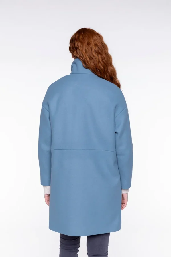 Manteau Mi-long Sans Capuche Col Mao Montant Manches Longues Deux Poches Françaises – Image 4