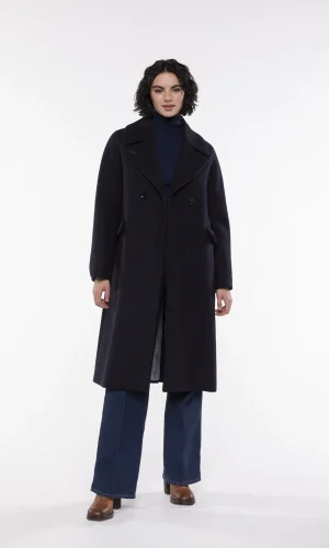Manteau Long Sans Capuche Manches Longues Portefeuille Deux Poches Boutons Et Pressions