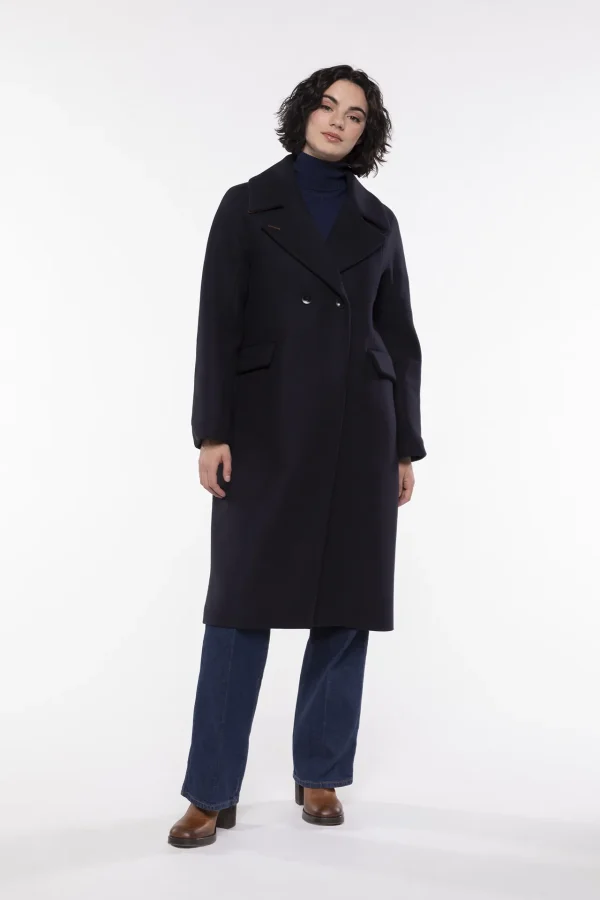 Manteau Long Sans Capuche Manches Longues Portefeuille Deux Poches Boutons Et Pressions – Image 2