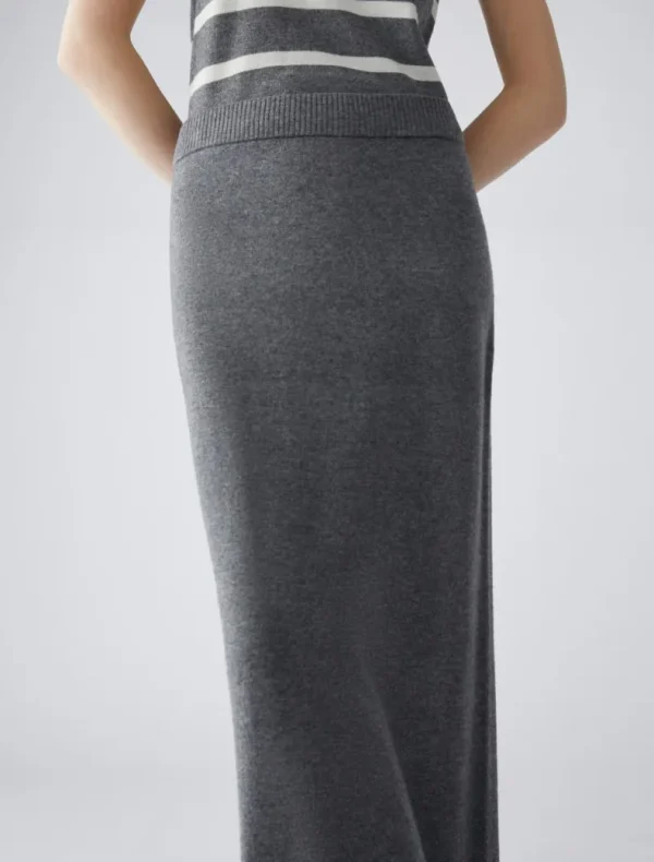 Jupe Midi Droite Taille élastique Unie Maille – Image 4