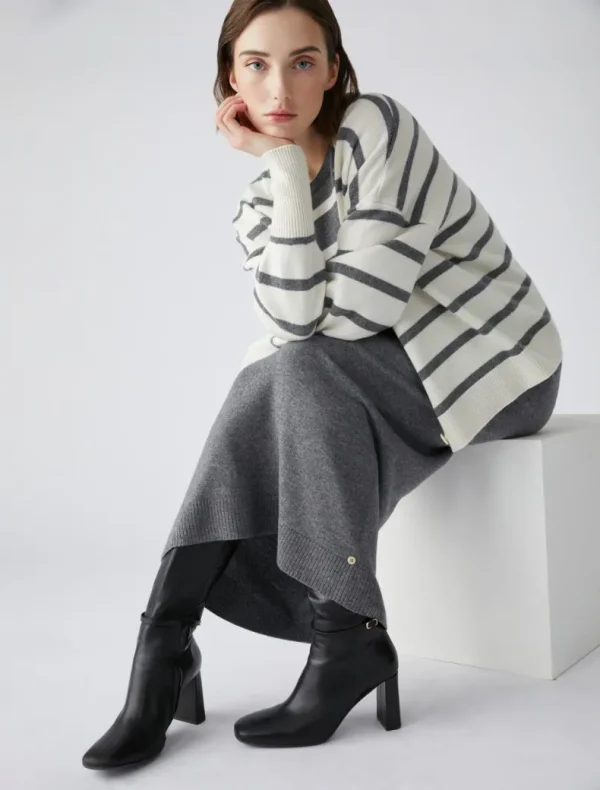 Jupe Midi Droite Taille élastique Unie Maille – Image 5