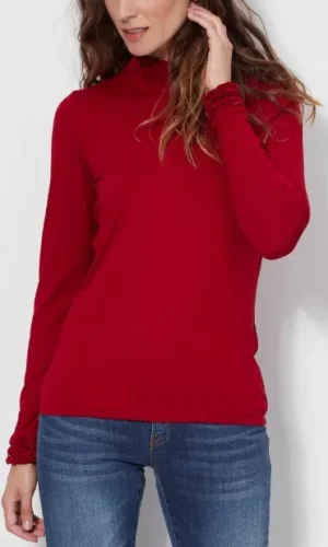 Tee shirt col montant manches longues uni