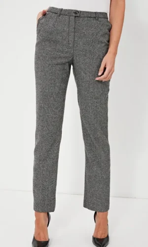 Pantalon long taille moyenne chevron poches italiennes
