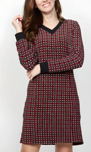 Robe col v manchces longues imprimé