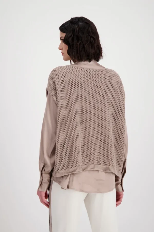 Pull Col Rond Sans Manches Motif Placé Strass – Image 3
